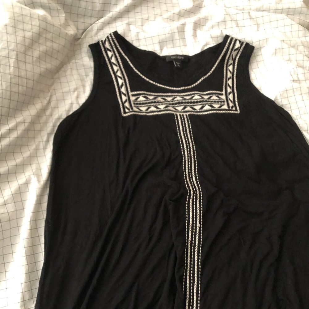 Minimalist Black Embroidered Dress